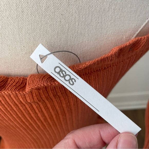 NWT ASOS Burnt Orange Rust Bardot Style Crop Top 4 - Picture 7 of 8